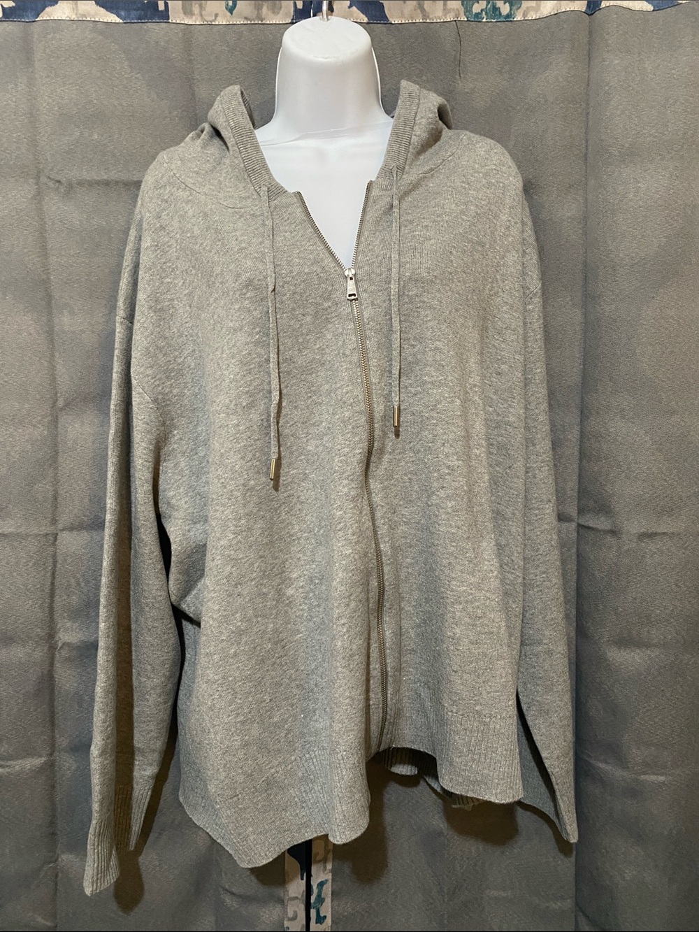 a new day Light Gray Zip-Up Hooded Bomber Jacket
